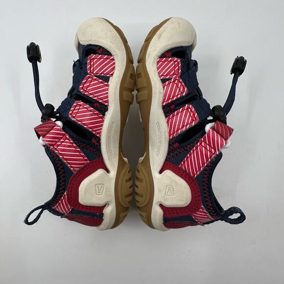 Kids Keen Knotch Creek Water Sandal US8 Navy/Red/White Bungee Lace Bump Toe Shoe - Picture 6 of 8